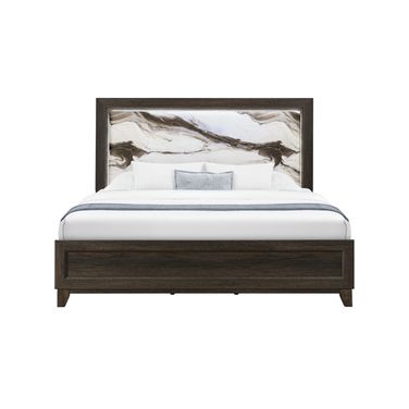 Harmony Twin Upholstered Bed with LED In Dark Brown