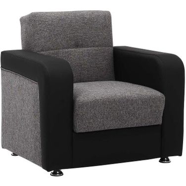 Harmony Upholstered Convertible Armchair with Storage In Gray