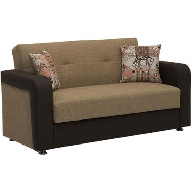 Harmony Upholstered Convertible Loveseat with Storage In Brown HAR-BN-PU-LS