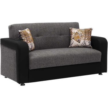 Harmony Upholstered Convertible Loveseat with Storage In Gray HAR-GY-PU-LS