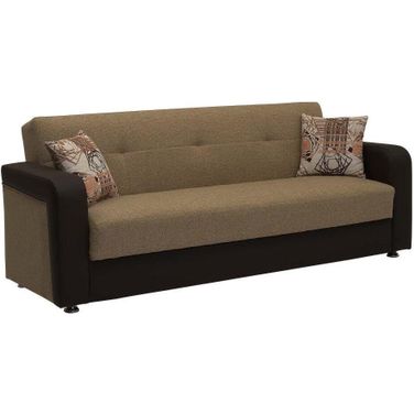 Harmony Upholstered Convertible Sofabed with Storage In Brown HAR-BN-PU-SB