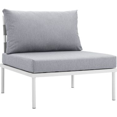 Harmony White and Gray Armless Outdoor Patio Aluminum Chair