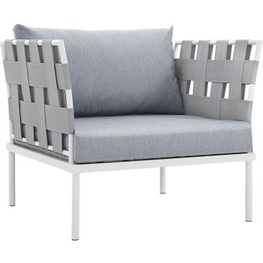 Harmony White and Gray Outdoor Patio Aluminum Arm Chair