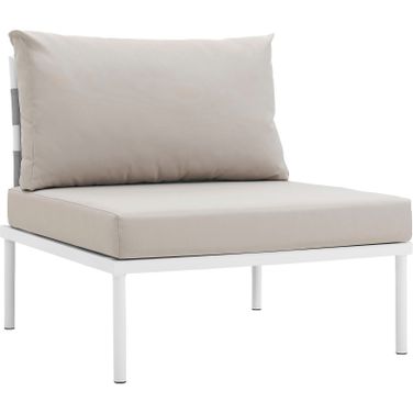 Harmony White Beige Armless Outdoor Patio Aluminum Chair