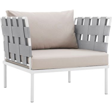 Harmony White Beige Outdoor Patio Aluminum Arm Chair