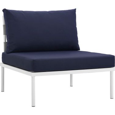 Harmony White Navy Armless Outdoor Patio Aluminum Chair