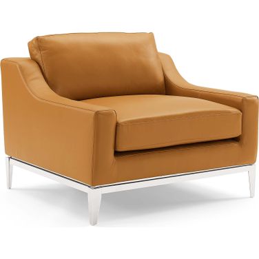 Harness Tan Stainless Steel Base Leather Arm Chair