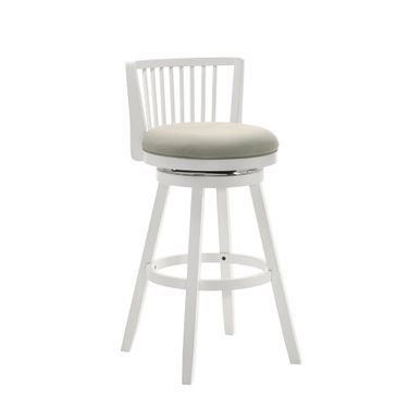 Harper 26 Inch Counter Height Swivel Barstool In Fog and Matte White