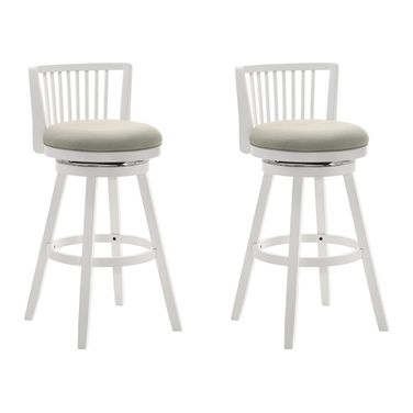 Harper 26 Inch Counter Height Swivel Barstool Set of 2 In Fog and Matte White