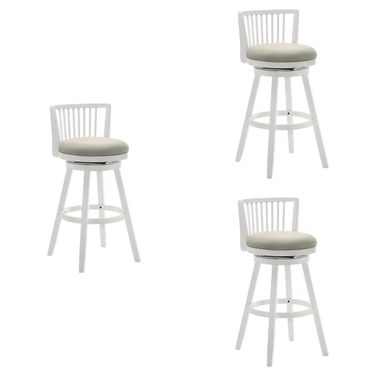 Harper 26 Inch Counter Height Swivel Barstool Set of 3 In Fog and Matte White