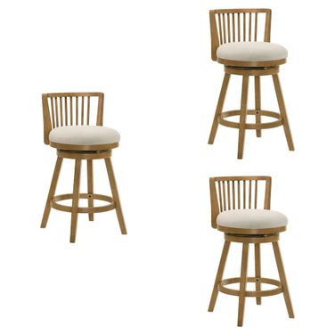 Harper 26 Inch Counter Height Swivel Barstool Set of 3 In Ivory and Amber Glow