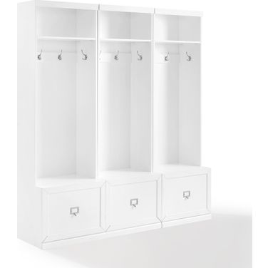 Harper 3-Piece Hall Tree Entryway Set In White