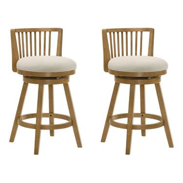 Harper 30 Inch Bar Height Swivel Barstool Set of 2 In Ivory and Amber Glow