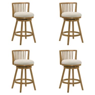 Harper 30 Inch Bar Height Swivel Barstool Set of 4 In Ivory and Amber Glow