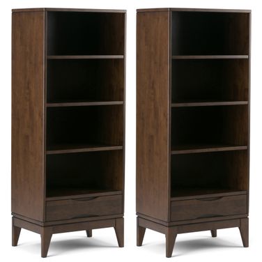 Harper 4 Shelf Bookcase Set of 2 In Walnut Brown
