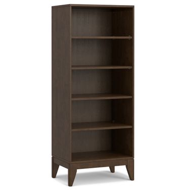 Harper Solid Hardwood 5 Shelf Bookcase In Walnut Brown
