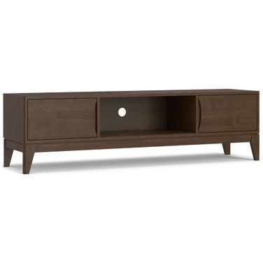 Harper Solid Hardwood 72 Inch Low TV Media Stand In Walnut Brown