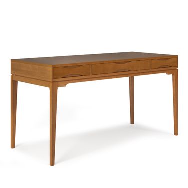 Harper Solid Hardwood Desk In Light Golden Brown