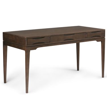 Harper Solid Hardwood Desk In Walnut Brown
