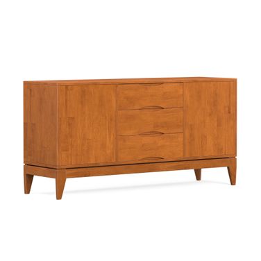 Harper Solid Hardwood Sideboard Buffet In Teak Brown