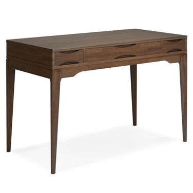 Harper Solid Hardwood Small Desk In Walnut Brown