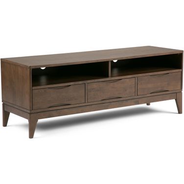 Harper Solid Hardwood TV Media Stand In Walnut Brown
