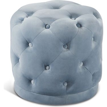 Harper Velvet Ottoman/Stool In Sky Blue