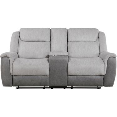 Harriette Double Reclining Loveseat with Center Console In Gray