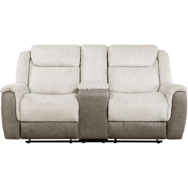 Harriette Double Reclining Loveseat with Center Console In Cream
