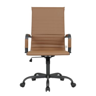 Harris Leather Home High-Back Office Chair In Light Brown and Black