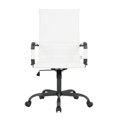 Harris Leather Home High-Back Office Chair In White and Black