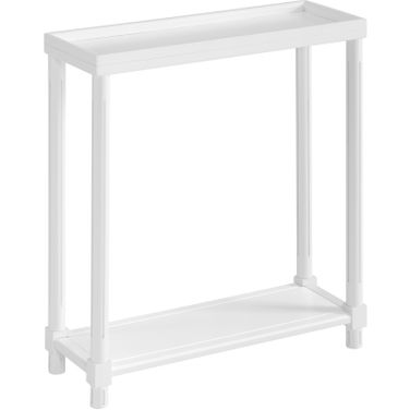 Harrison Narrow Side End Tables with Shelf Set of 2 In White