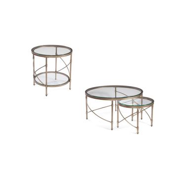 Harrison Round Occasional Table Set In Antique Gold
