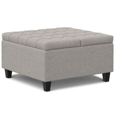 Harrison Small Square Coffee Table Storage Ottoman In Cloud Grey