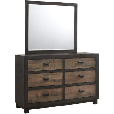 Harrison Walnut 6 Drawer Dresser With Mirror
