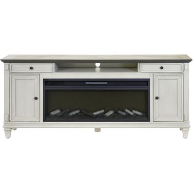 Hartford 76 Inch TV Stand with Fireplace Console In White