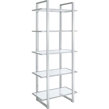 Hartford Glass Shelf Bookcase Chrome