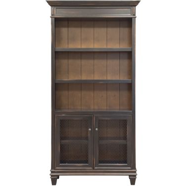 Hartford Open Wood Bookcase In Two Toned Black