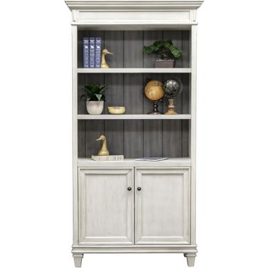 Hartford Wood Bookcase with Doors In White