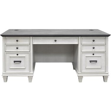 Hartford Wood Double Pedestal Desk In White