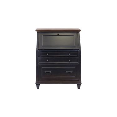 Hartford Wood Drop-Lid Secretary Desk In Two Toned Black