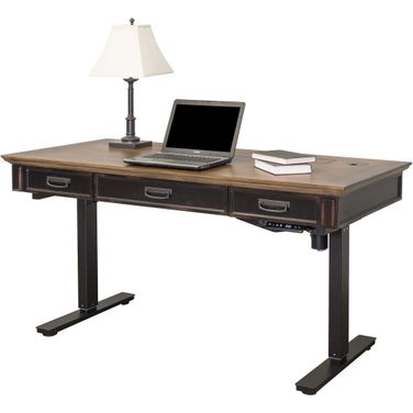 Hartford Wood Electric Sit and Stand Desk In Two Toned Black