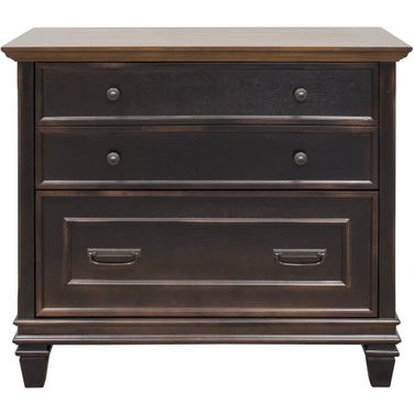 Hartford Wood Lateral File with Locking Legal and Letter File Drawer In Two Toned Black