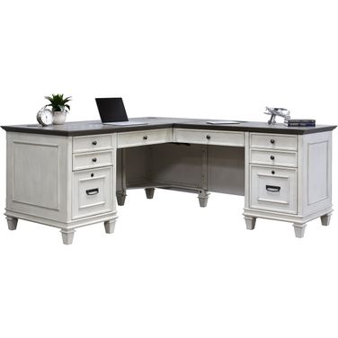 Hartford Wood Return L-Desk In White