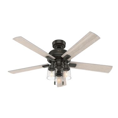 Hartland 52 Inch Ceiling Fan with LED Light Kit and Pull Chain In Noble Bronze and Light Gray Oak