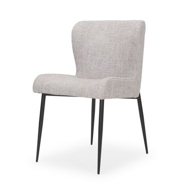Hartt Dining Chair with Matte Black Metal Frame In Gray Fabric