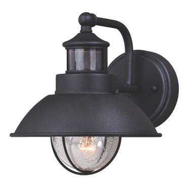 Harwich Motion Sensor Dusk to Dawn Outdoor 11 Inch Wall Light In Textured Black