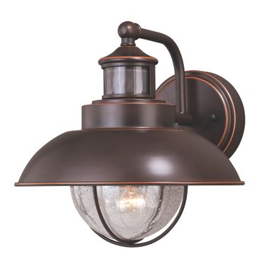 Harwich Motion Sensor Dusk to Dawn Outdoor 12 Inch Wall Light In Burnished Bronze