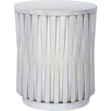 Hatteras Hi-Lo Vertical Slats Accent Table In Whitewash