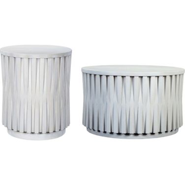 Hatteras Woven Occasional Table Set In Whitewash